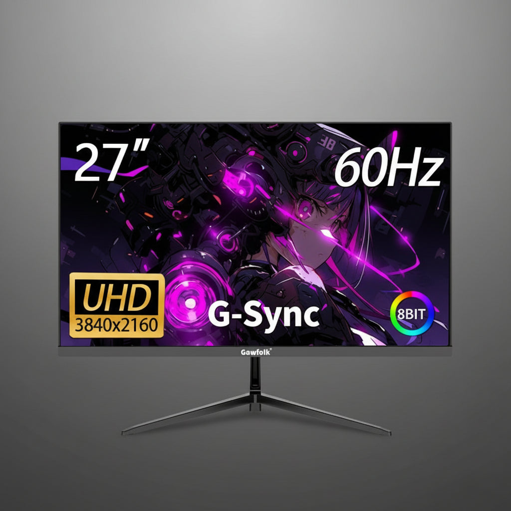 27 Inch 4K Gaming Monitor – UHD 3840×2160, 60Hz, HDMI Port, VESA 75×75Mm Wall-Mount, Adaptive Sync, 100% Srgb, 8Bit, 16.7M Color, 3000:1 Contrast